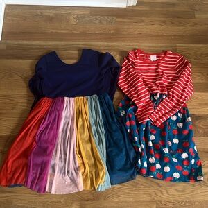 New Hanna Andersson Navy Rainbow Tulle Dress and Apple Mixie Playdress